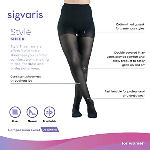 SIGVARIS Womenâ€™s Style Sheer 780 Closed Toe Pantyhose 20-30mmHg