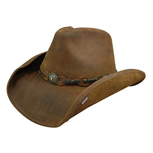 Stetson Roxbury Shapeable Leather Cowboy Western Hat, Rust - Medium