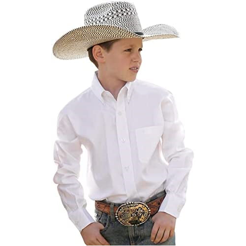 Cinch Boys' Long Sleeve Shirt White X-Small
