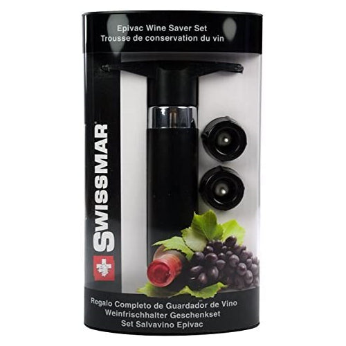 Swissmar Epivac Vacuum Pump Wine Saver Set, Black/Chrome. Comes with 2 Wine Stoppers