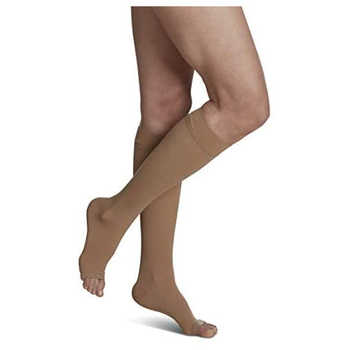 SIGVARIS MenÃ¢Â€Â™s & WomenÃ¢Â€Â™s Essential Opaque 860 Open Toe Calf-High Socks 30-40mmHg