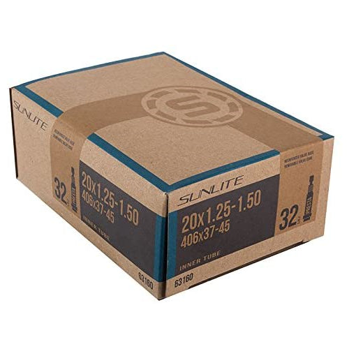Sunlite Standard Presta Valve Tubes, 20 x 1.25-1.50" (406 x 30-35) / 32mm, Black