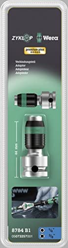 WERA 8784 B1 Zyklop Bit Adaptor 3/8in Square Drive to 1/4in Hex Bits