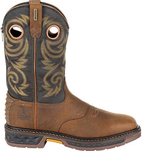 Georgia Boot Carbo-Tec LT Waterproof Pull-on Work Boot Size 10(M) Black and Brown