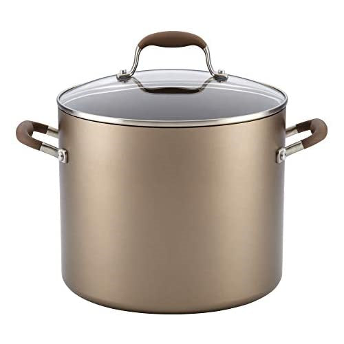 Anolon Advanced Hard Anodized Nonstick Stock Pot/Stockpot with Lid, 12 Quart, Light Brown