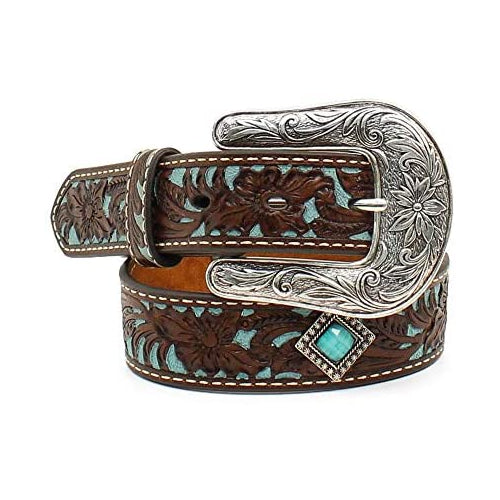 Ariat Kid's Fancy Tooled Overlay Belt Brown Size 28