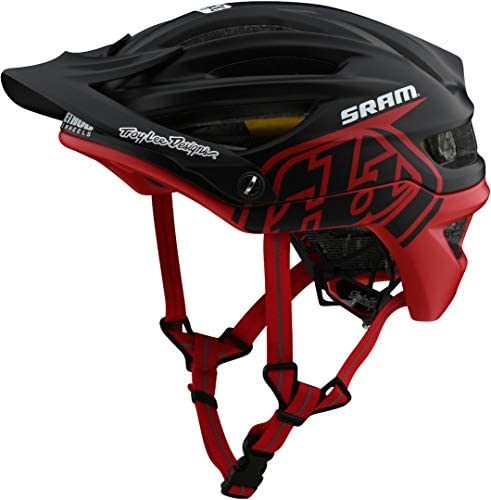 Troy Lee Designs Adult | Trail | All Mountain | Mountain Bike A2 MIPS Decoy SRAM Helmet (MD/LG, Black/Red)