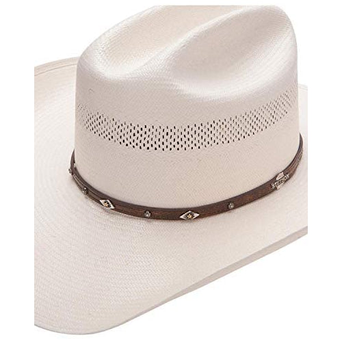 Stetson Men's Lobo 10X Straw All-Around Vent Star Concho Band Cowboy Hat Natural 7 1/4