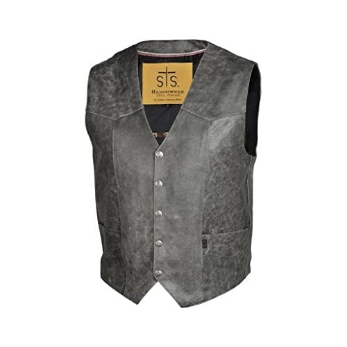 STS Ranchwear Men's Lightweight Classic Leather Vest (Black, Extra Extra Large)