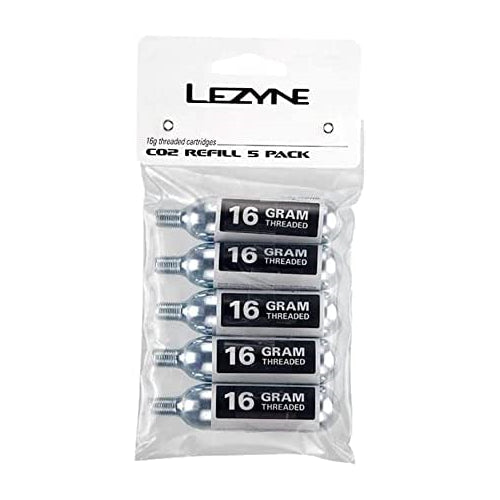 LEZYNE 20g Threaded CO2 Bicycle Tire Inflation Cartridges - 5-Pack