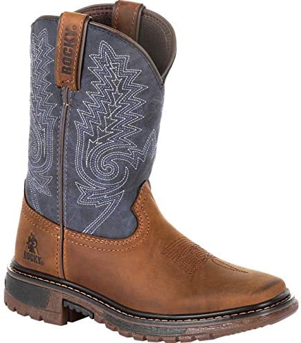 Rocky Boys' Ride FLX Western Boot Square Toe Brown 4 D
