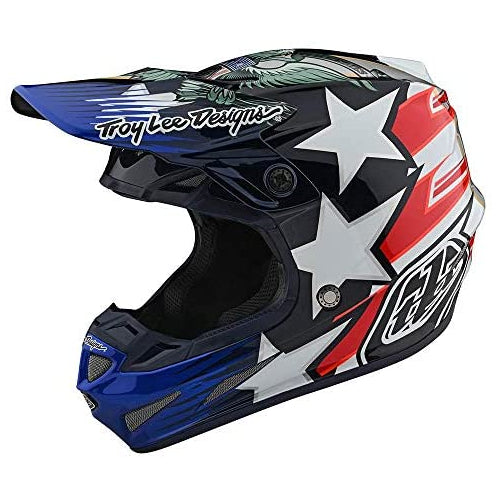Troy Lee Designs SE4 Carbon LTD Liberty Adult Off-Road Motorcycle Helmet - Red/White/Blue/Large
