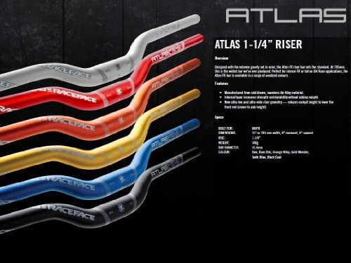 RaceFace Atlas Mountain Bike Handlebar (Black, 31.8-mm Clamp, 785-mm Wide, 1.25-Inch Rise)
